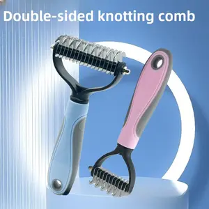 SoPets Dematting Comb - 2-in-1 Deshedding & Grooming Brush for Dogs & Cats