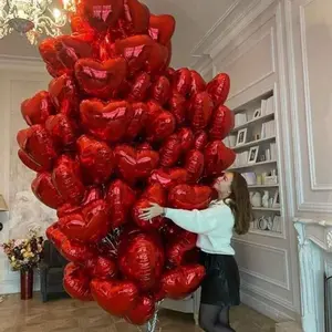 50 Pcs Heart-Shaped Foil Balloons for Valentine's Day, Birthday, Wedding, Anniversary, Home & Party Decorations foil balloon Set Shiny Red Reflective party decoration birthday decoration