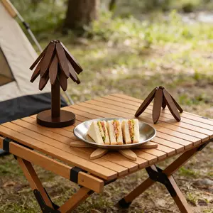 Walnut Wood Heat Insulating Pad, Creative Tree Cup Mat, Anti-Scald Table Mat, Original Wood Tea Tray, Cute Desktop Decor