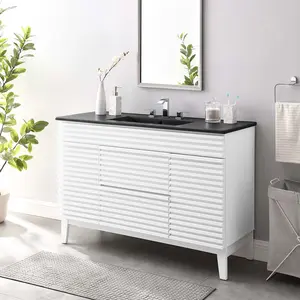 Modway Render 48" Single Sink Bathroom Vanity in White Black