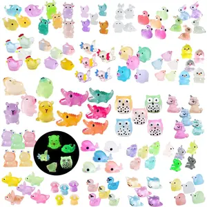 150 Pcs Luminous Mini Resin Animals Miniature Animals Figurines Tiny Little Animals Glow in Dark Small Animal Figures to Hide Mini Animals Micro Landscape Ornaments Fairy Garden Accessories