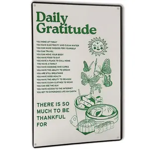 Carastora Vintage Metal Tin Sign Funny Sarcastic Party Wall Art Decor Signs Room Decor Metal Tin Sign - Aesthetic Daily Gratitude Inspirational Wall Decor for Green Boho Home and Office, 8X12 Inch