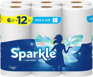 Pick-A-Size Paper Towels, 6 Double Rolls = 12 Regular Rolls, Everyday Value Paper Towel With Full And Half Sheets