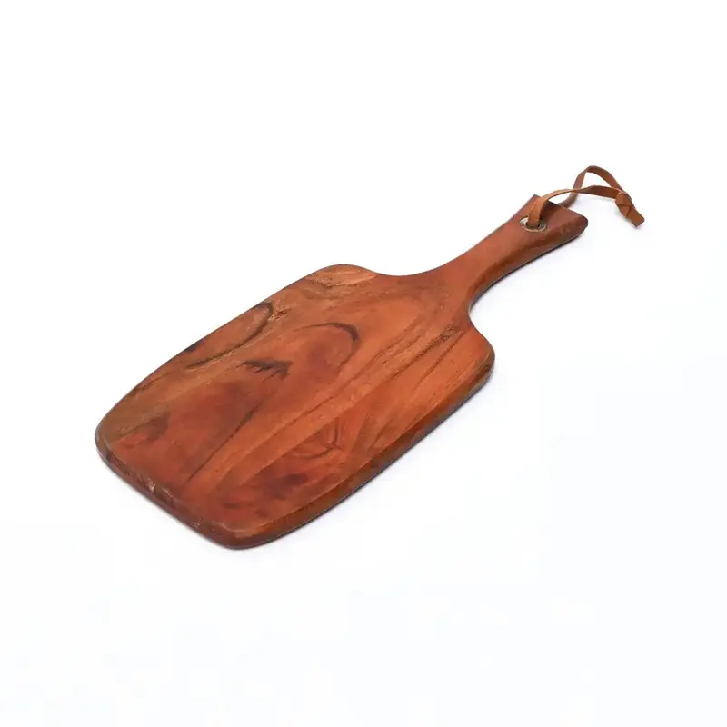 Paddle Shape Mango Wood Cutting Board Set of 3 - Heavy Duty Chopping Boards for Meat, Cheese, Fruit & Veggies, Rustic Kitchen Gift with Holder
