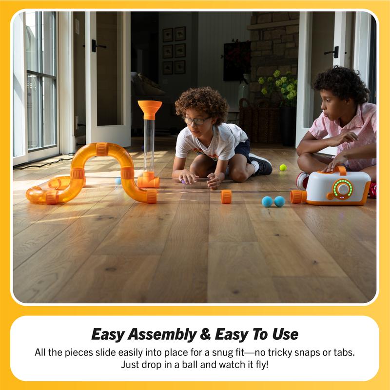 Fat Brain Toys Air Toobz Air-Powered STEM Building Toy for Kids & Teens Ages 3+ with 20 Foam Balls & Auto Shut-Off Feature