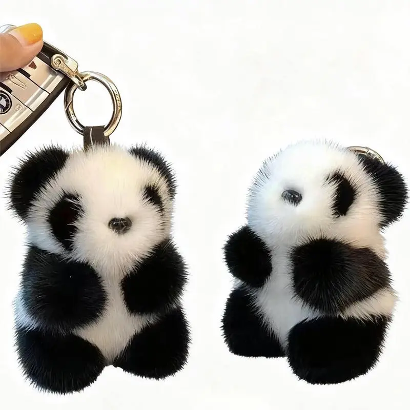Soft panda plush charm viral cute accessory pick niche fuzzy animal keyring lightweight, durable & huggable perfect for backpacks, birthdays, trips & daily style