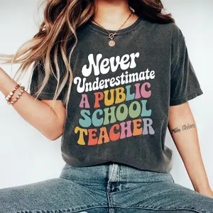 Never Underestimate A Public School Teacher Kamala Harris Shirt, Harris Walz 2024 Rally Tee, Tim Walz DNC Quote Sweatshirt, Educator Gift Shirt