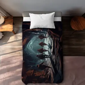 MWW C1DCTXLWVB2ACE The Catacombs Beige Twin Size Extra Long Duvet Cover - Elegant Home Decor