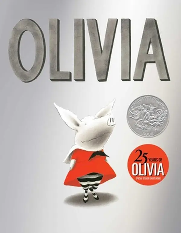 Olivia (25th Anniversary Edition) - Ian Falconer Hardcover Book, Sticker Sheet Included, 40 Pages, 1.05 lbs Weight, 11.2" h x 8.8" l x 0.5" w