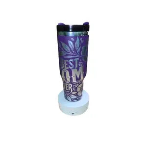 Best Mom Ever 40oz Tumbler - Classic Design, Durable Material, Portable Water Bottle for Everyday Use - Stylish, Water Bottles Drinkware Flasks Mug Bottled floral design Lid Reusable Washable Purple/Stainless Steel