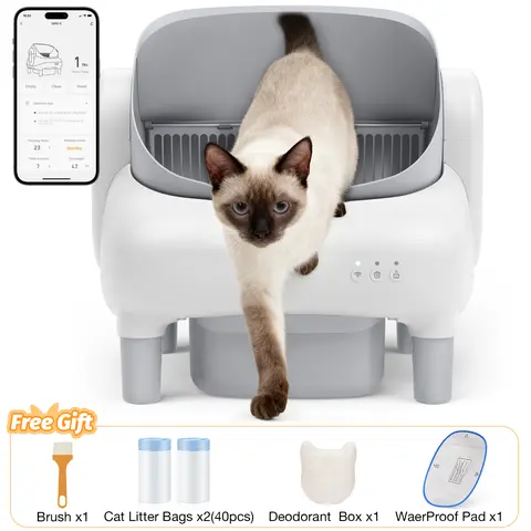 FUMOI Open-Top Automatic Litter Box for Multi-Cat Homes, 2.4G WiFi Compatibility, App-Controlled, Safety Sensors, Odor-Lock Bin, 10.5L Large Waste Bin, Instant Alerts, Low Maintenance, Litter Box Odor Solution, Day & Night Use#TikTokShopFallDealsForYou