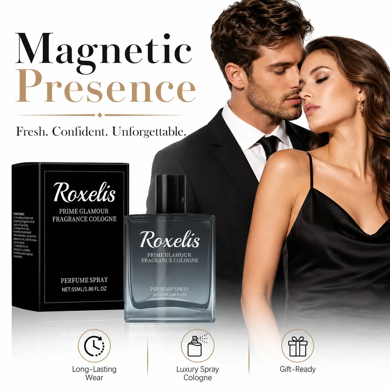 Pheromone Cologne for Men Long Lasting - Prime Glamour Fresh Scent Eau de Parfum, Masculine Fragrance for Date Night & Daily Confidence, Great Christmas Gift for Him