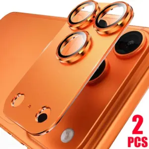 2pcs Metal Ring Protective Camera Lens Protector Compatible With iPhone 17 Pro Max 17 Pro, 9H+ Hardness, Anti-Fingerprint, Full Coverage Tempered Glass Camera Lens Protector Film For iPhone 17 Pro Max 17 Pro, Easy to Install, Case-Friendly, Accessories