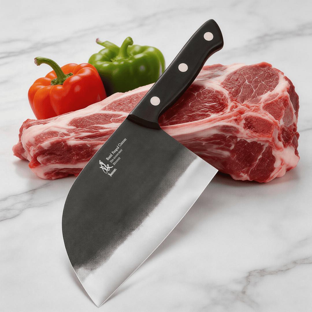 YUANREN 7" Hand-Forged Chef's Knife | High Carbon Steel Chinese Cleaver | 4.6-5mm Heavy Duty Blade | Ideal Gift for Home Cooks