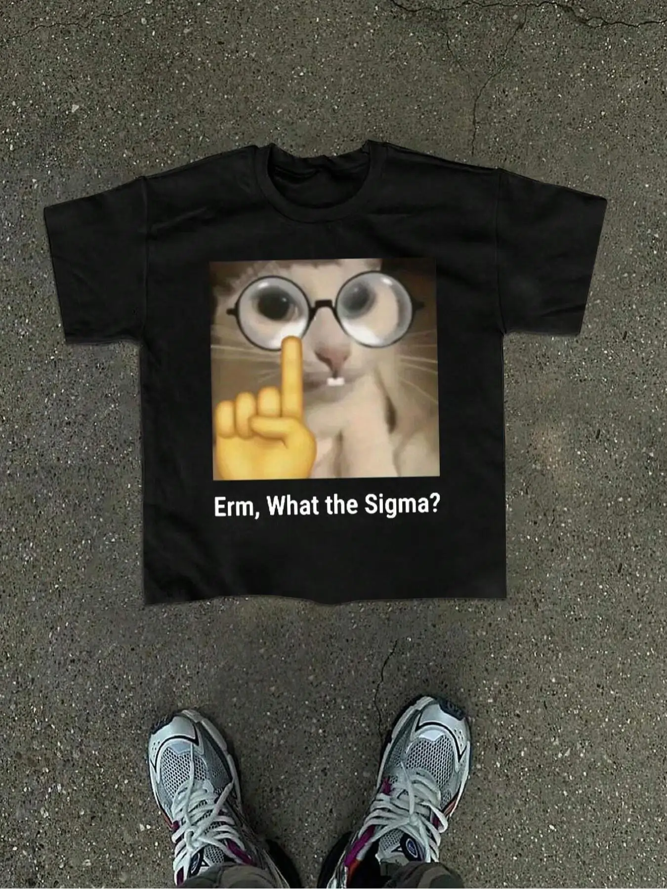 Unisex Cartoon Cat & Letter Print Round Neck Tee, Regular Fit Street Fashion Casual Short Sleeve T-Shirt for Daily Wear, Men's Summer Clothes