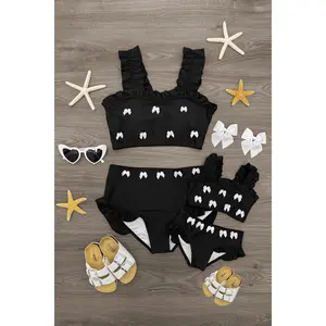 Mom & Me - Black Ruffle Bow Bikini