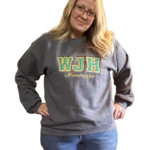 Customized Embroidery glitter sweatshirt w/school name . Customized colors