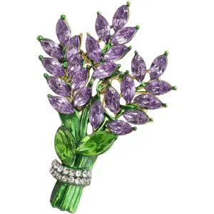 Lavender flower brooch crystal rhinestone tulip brooch elegant accessories jewelry women brooches and pins fashion jewelry wedding flowers lapel pin