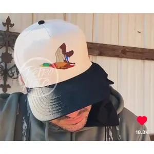 Duck / Mallard Patch on on Natural/Black Retro Hat