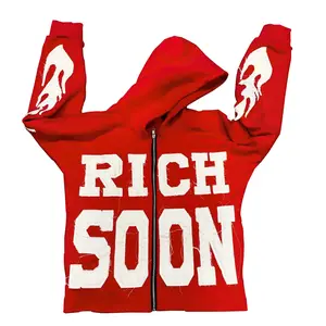 Unisex Zip-Up Hoodie Pullover Hip-Hop Y2K Oversized Tops Letter Graphic Embroidered Heavyweight Casual Fit Long Sleeve Sweatshirt with Kangaroo Pocket Women's Apparel