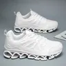 Men's Lace-Up White Breathable Mesh Casual Trainers - Lightweight, Comfortable, Hollow-Out Shock-Absorbing Sole, All-Season Footwear, Athletic Performance Fashion, EU39/US6.5, EU40/US7, for Gym Training, Running, Walking Sports Shoes
