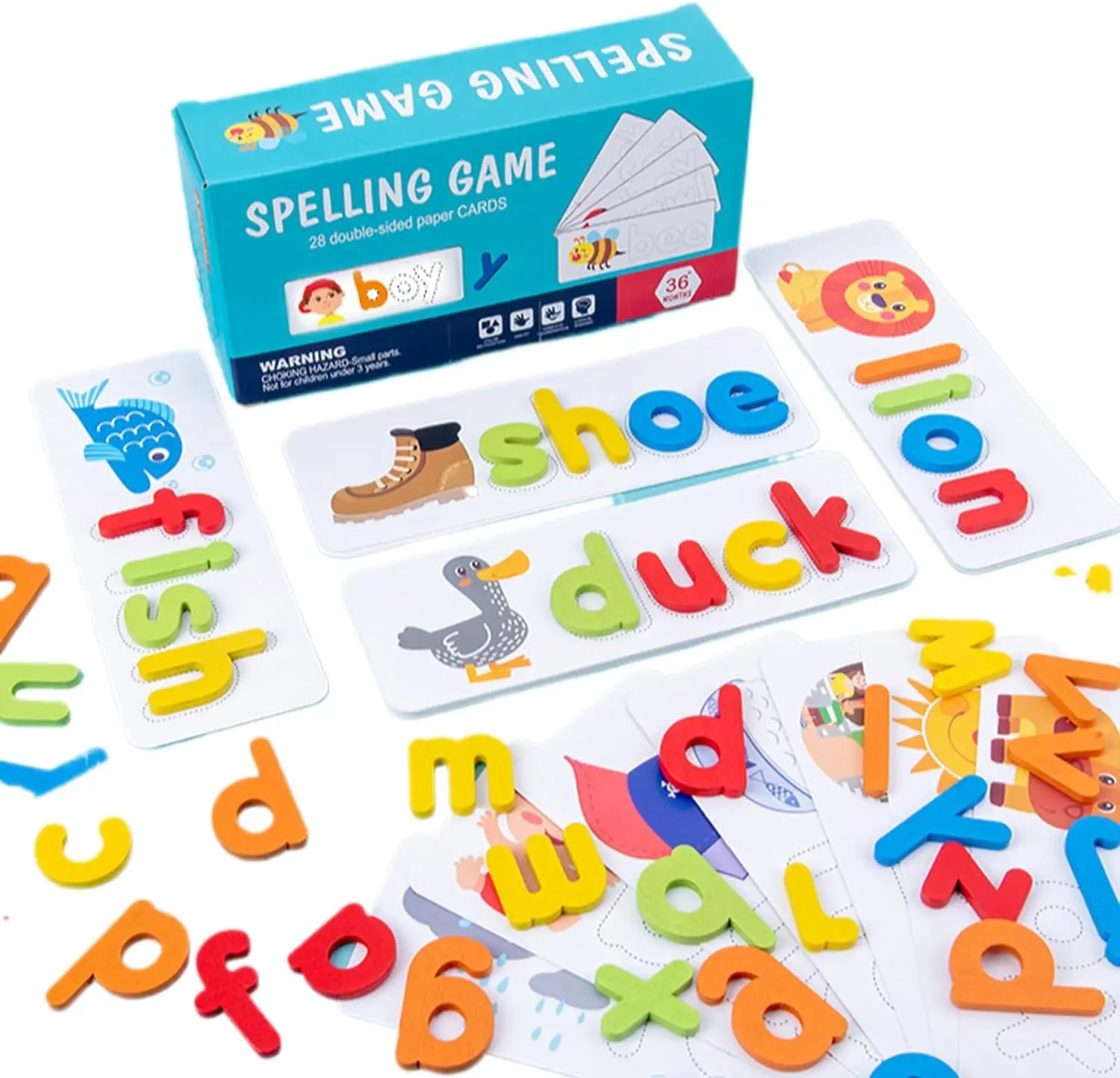 Learning Educational Toys for 2 3 4 5 6 Years Old Boys Girls, See & Spell Matching Letter Game with Alphabet Cards for Kids School & Educational Supplies, Preschool CVC Word Builders Toy, Christmas Birthday Gifts for Age 2-4 4-6