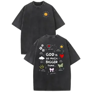 Washed T-Shirt for Men, Vintage Washed Cotton T-Shirt - Double-Sided Letter Printed Round Neck Short Sleeved Loose Fit