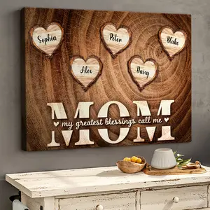 1pc Personalized Family Name Wall, Custom Name & Date Wrap Around Framed Canvas, Suitable Moms And Grandmas Horizontal Wall Panel Bedroom, Modern And Traditional Style, Mother's Day, Birthday