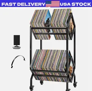 Vinyl Record Storage Rack, Record Holder 160-200 LP Storage Shelf Display Stand