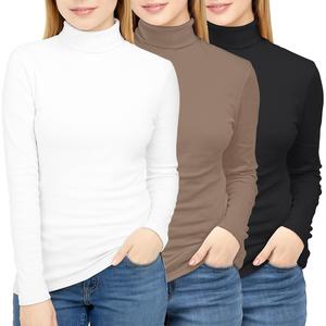 MALL LADY 3-Pack Women's Turtleneck Long Sleeve Tops Slim Fit Warm Bottoming Shirts Autumn Fashion Basic Thermal Underwear Tops Winter Clothing 2026