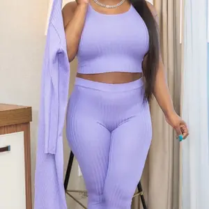 3 PIECE KNIT CARDIGAN SET Lavender