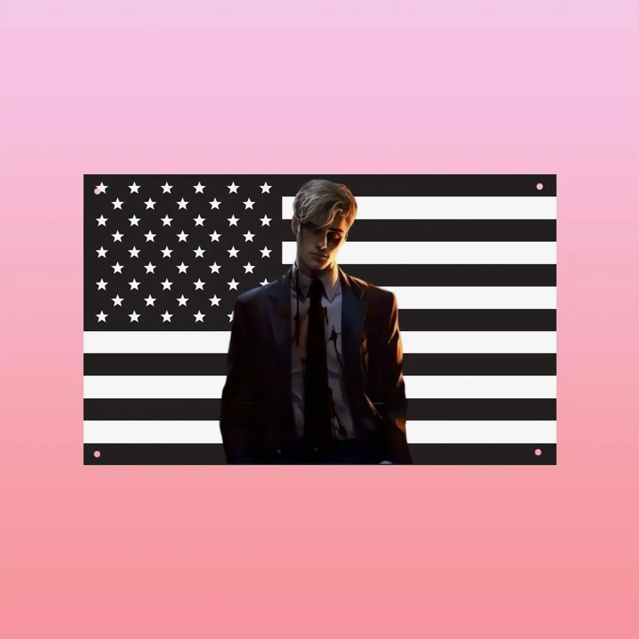 Aaron Warner Black USA Flag, Shatter Me Bookish Tapestry, Dark Academia Wall Banner, Fantasy Romance Room Decor