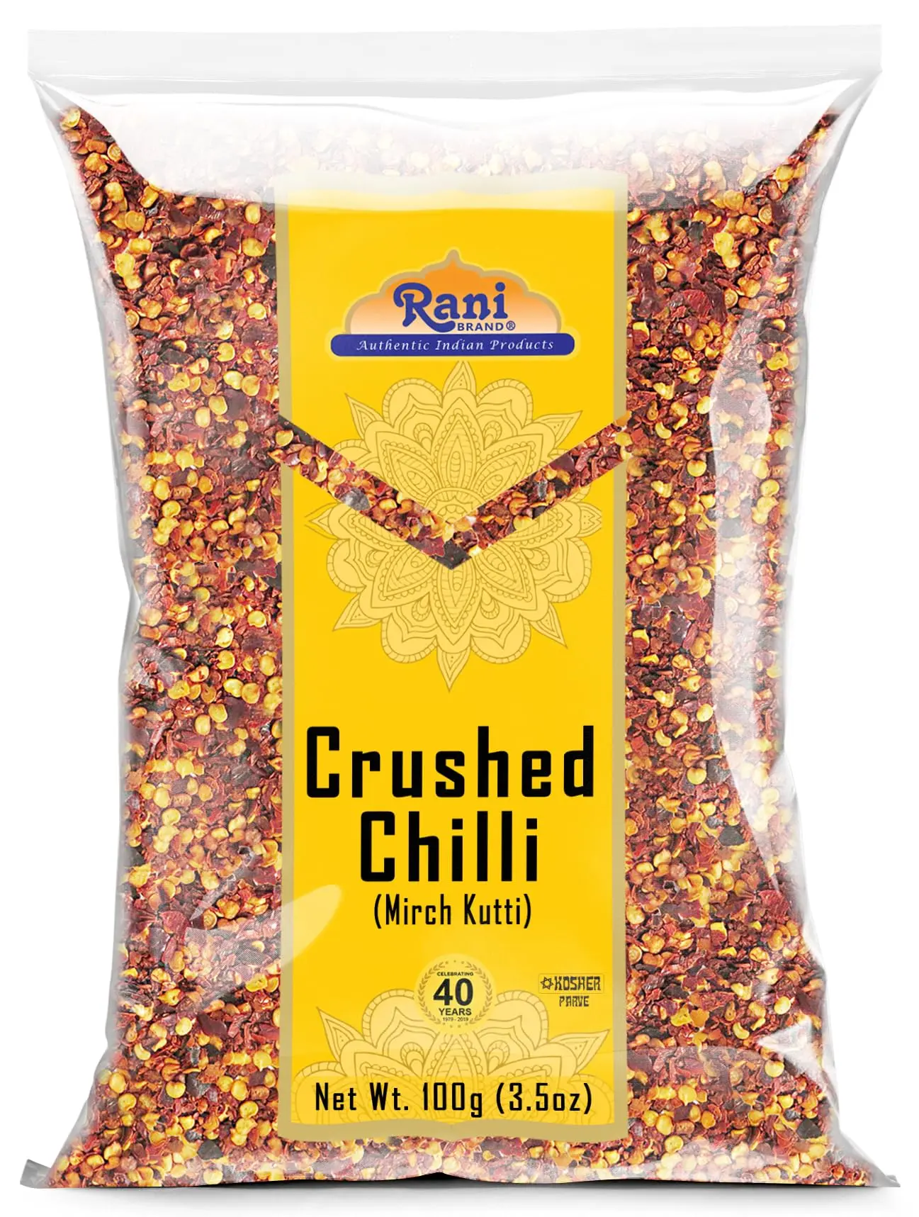 Rani Crushed Red Pepper Flakes Chilli (Pizza Type Cut) 3.5oz (100g) ~ All Natural, No Color added, Gluten Friendly | Vegan | NON-GMO | Kosher | No Salt or fillers