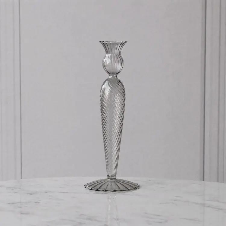 GLASS Cambridge Vienna Small Candlestick Holder (Light Gray)