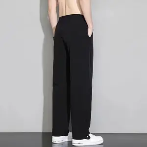 Cross-border Amazon ice silk casual pants men's summer new straight sweatpants trend loose sports long pants Menswear Breathable