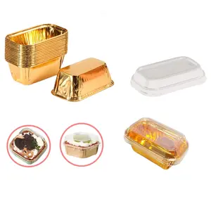 30 Rectangular Lidded Baking Cups, Oven-Proof Cake Liners, Ideal for Mini Bread, Cupcakes, Dessert Packaging & Baking