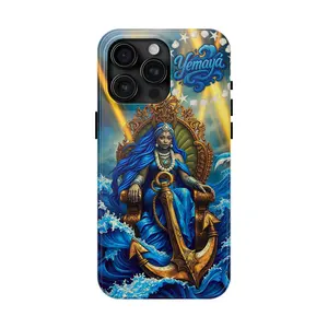 Yoruba Religion YEMAYA Phone Case - Tough Lexan Plastic, Lay-Flat Bezel, Glossy Finish, Shock Absorption, Supports Wireless Charging, Customized Design with Vibrant Artwork