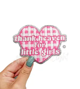 Thank Heaven For Little Girls Pink Checkered Sequin Patch