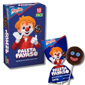 RICOLINO PALETA PAYASO 10 pack individually packed Marshmallow chocolate covered pops Candy Bonbon