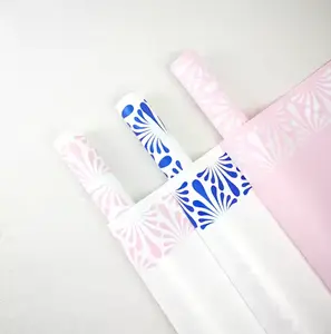 Striped Edges Floral Wrapping Paper