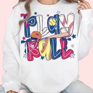 Play Ball Ballpark Sweatshirt, Baseball Coquette Game Day T-shirt, Trendy Women's Basetball Shirt, Sport Mom 100% Cotton Classic, Gift For Moms