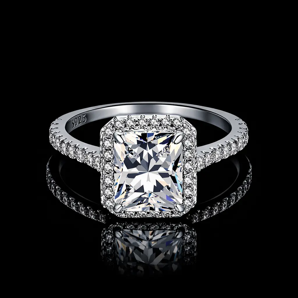 White Rectangle Diamond Ring