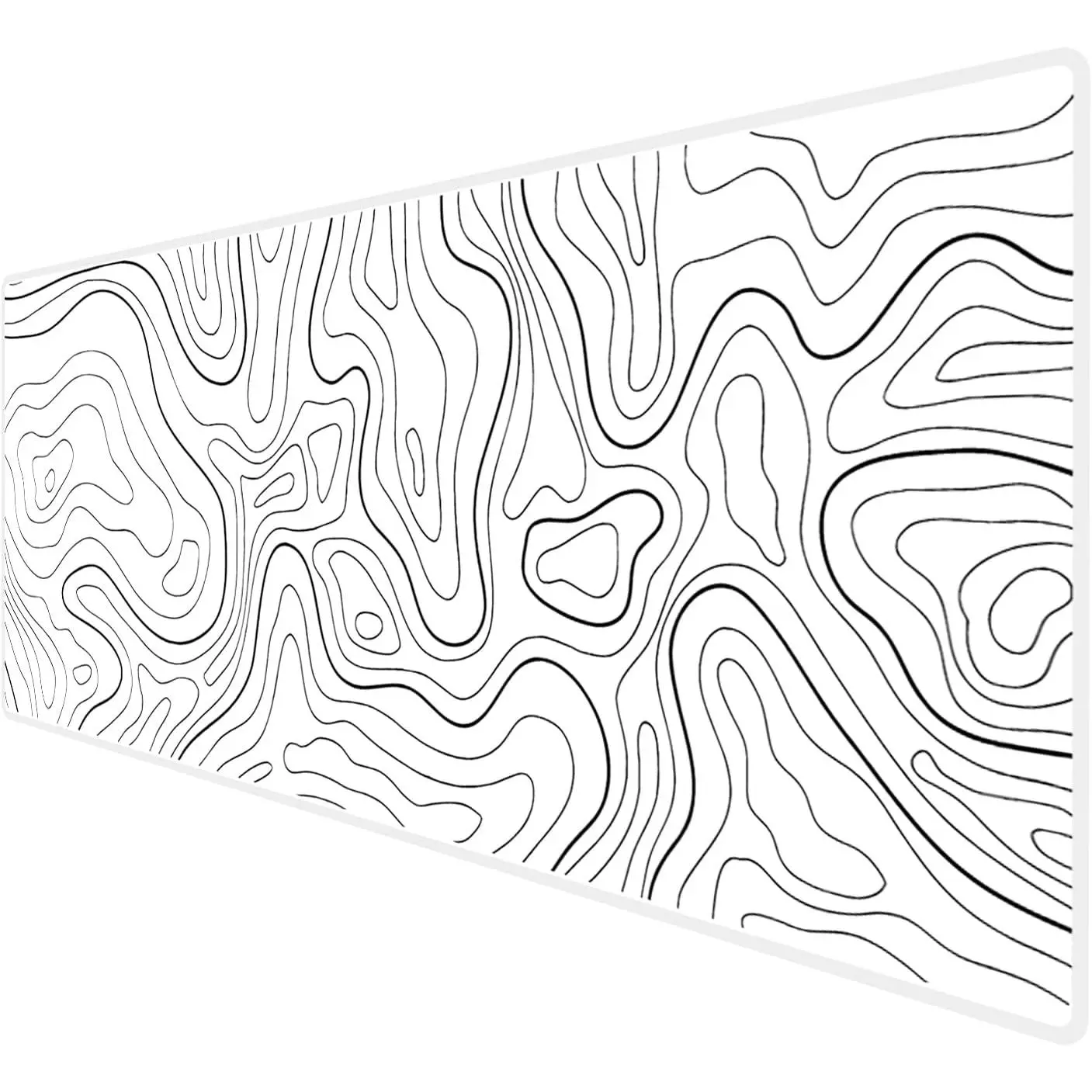 White  Pad, Topographic  Pad Large, Gaming Desk Pad, XL Mousepad, Keyboard Pad, Desk Mat, 31.5 x 11.8 in, Minimalist Contour for Office