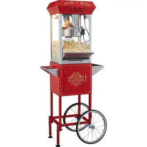 【Summervibes】VEVOR Popcorn Popper Machine 8 Oz Popcorn Maker with Cart 850W 48 Cups Red