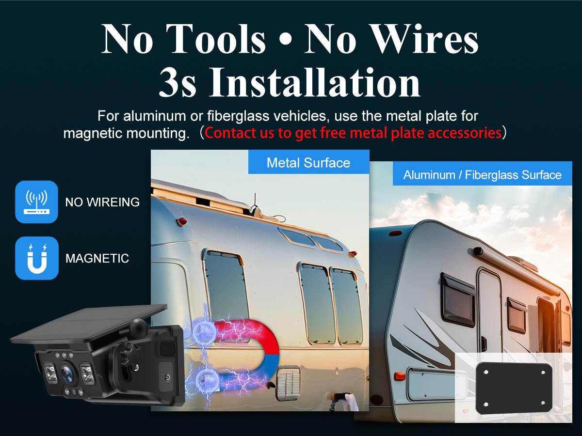 VEKOOTO VK7 Pro Magnetic Solar Wireless Backup Camera 7'' IPS Touchscreen Monitor IP69 Waterproof HD1080P No Wiring Rechargeable Camera for RV Trailer Camper Blind Spot Truck Automotive Backup Camera for Truck IR Night Vision farmer toolupgrade