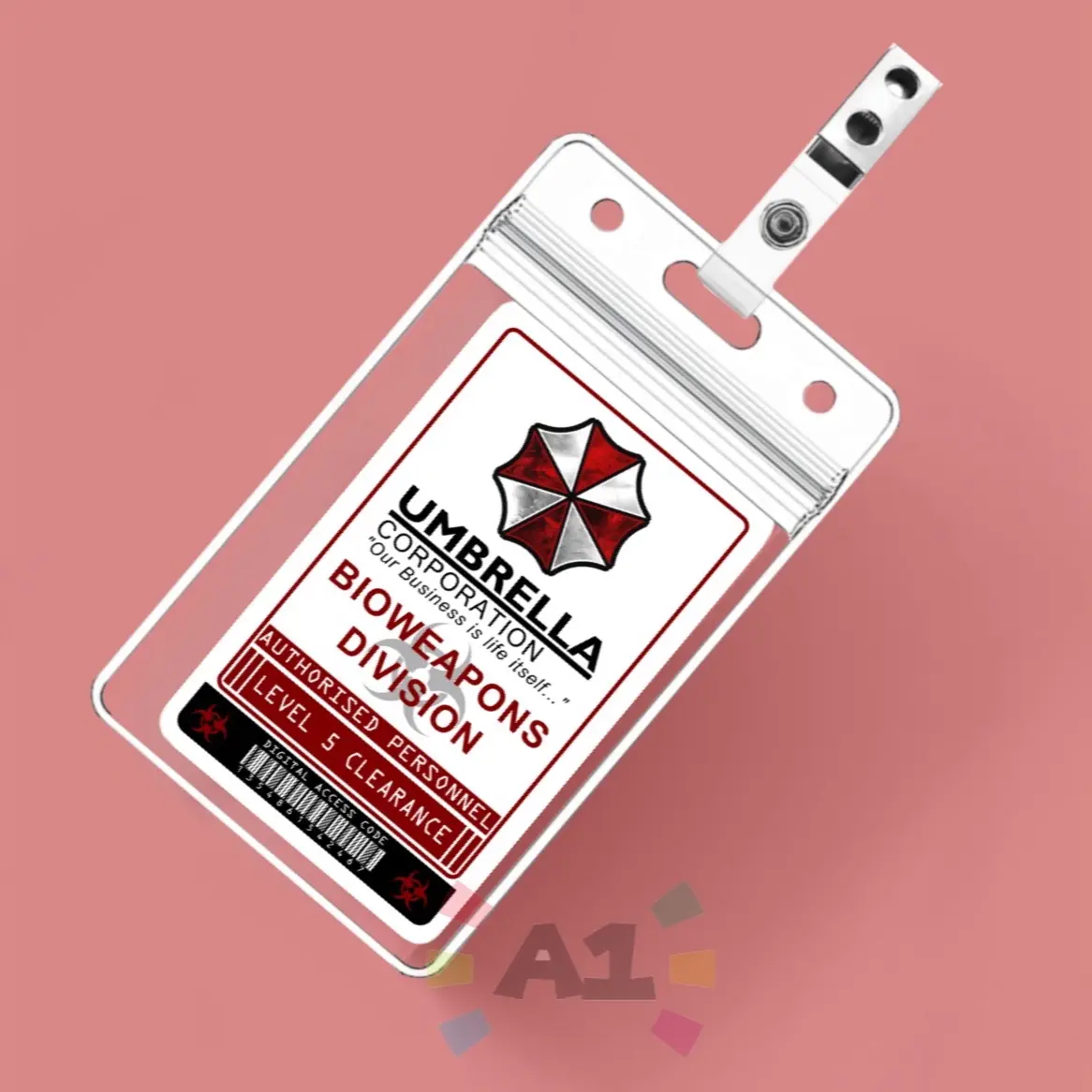 Resident Evil Movie Umbrella Corporation Cosplay gag gift Prop ID Badge Card Holder Clip