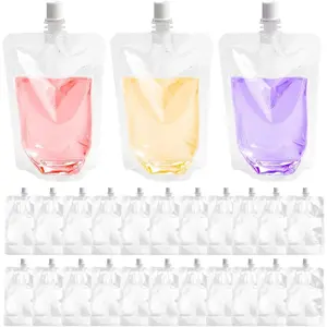 100 count  Plastic Flask Drink Pouches Portable Beverage Jelly Coffee Water Bagfor  Travel Party Weing Supplies, 100ml/3.4oz