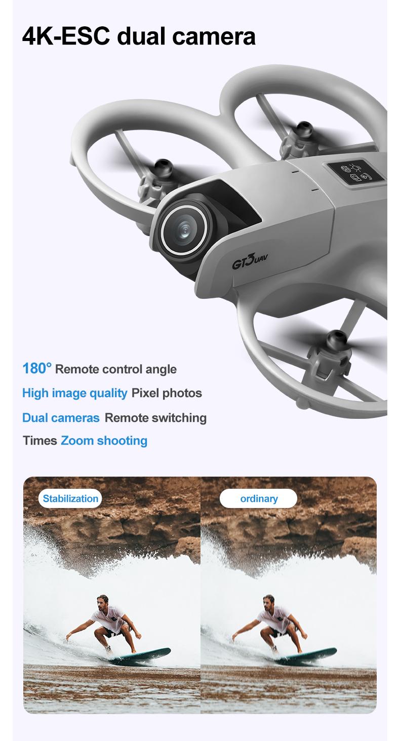 GT3 Drone - Ultra Lightweight Quadcopter With Dual Cameras For Safe, Stable Flights