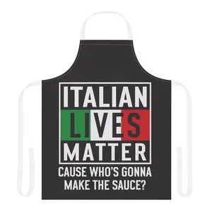 Italian Lives Matter Character Graphic Apron - Anti-Stain, Colorful, Customizable, Funny Cooking Apron with Flag Colors (Home Supplies), Anti Stain Aprons, Character Graphic Aprons
