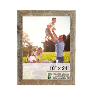 HomeRoots 386521 18 x 24 in. Rustic Farmhouse Gray Wood Picture Frame